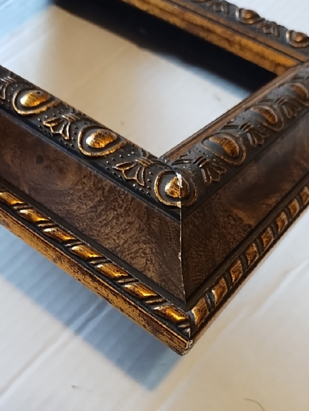 Ornate Antique-Style Gold and Brown Decorative Picture Frame - Picture 3 of 10